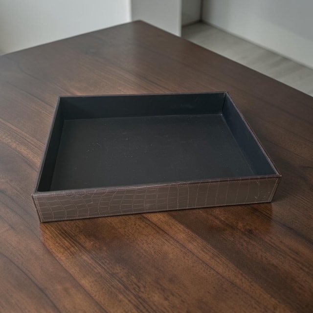 Brown Faux Crocodile Leather Decorative Tray