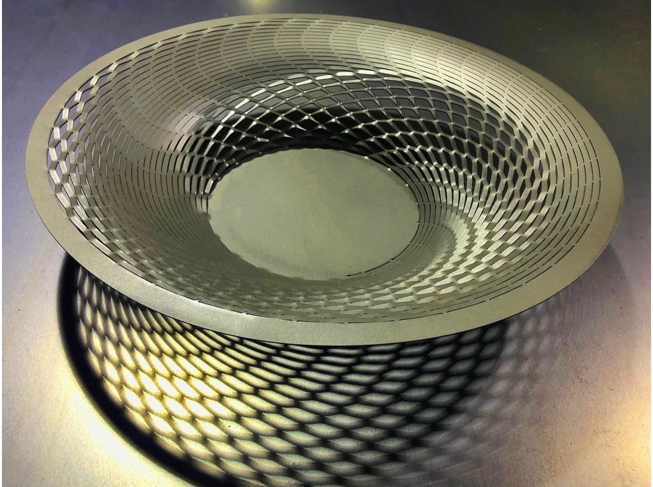 Handmade Expanded Metal Bowl — Silver