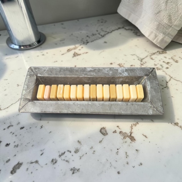 Galvanized Metal Soap Dish with Mini Soap Bars