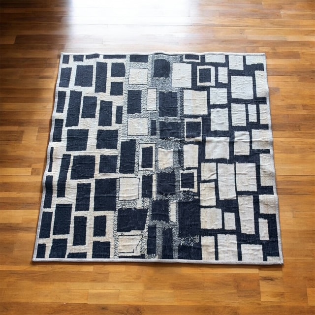 Modern Geometric Black & Cream Area Rug
