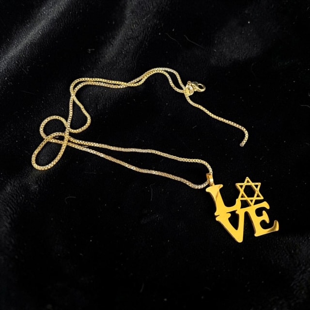Hand-Crafted LOVE Star of David Necklace