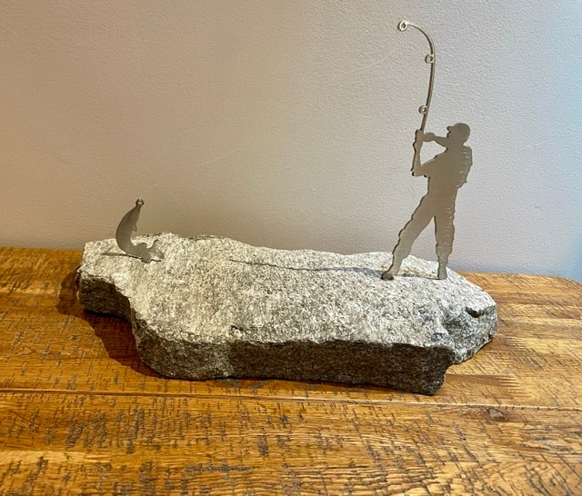 Metal Sports Silhouette Sculpture — Fisherman