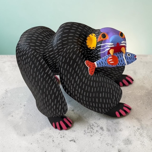 Oaxacan Alebrije Bear with Fish by Armando Jimenez & Antonia Carrillo