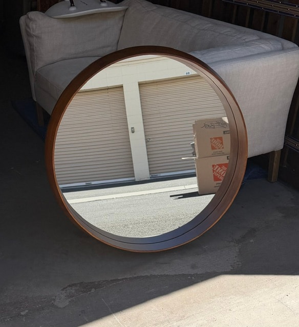 Round Wooden Wall Mirror