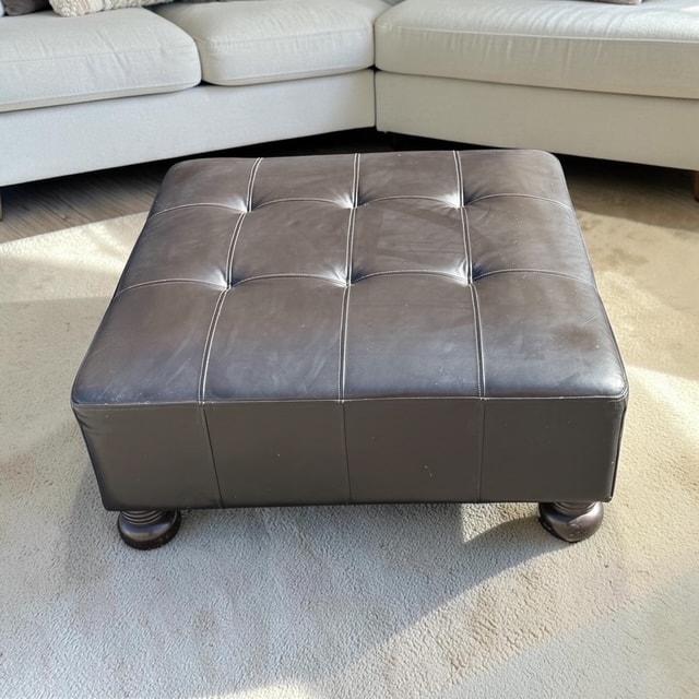 Square Tufted Leather Ottoman