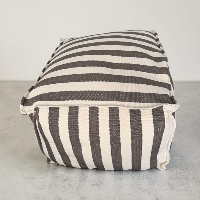 Striped Canvas Pouf Ottoman